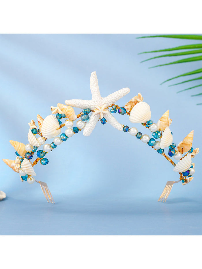 Beaded Shell Starfish Headband Crown