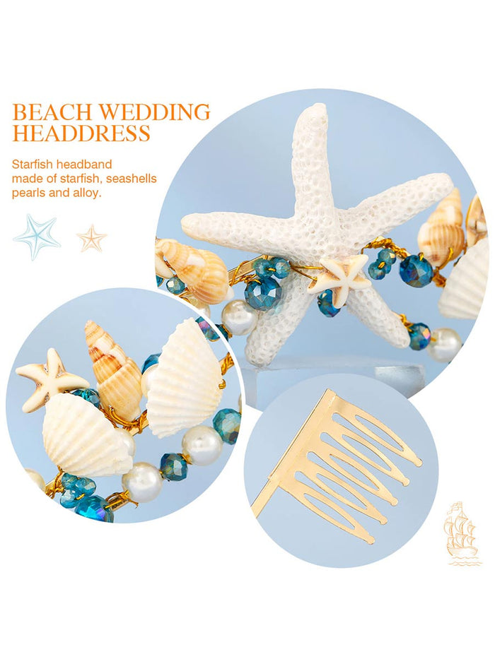 Beaded Shell Starfish Headband Crown