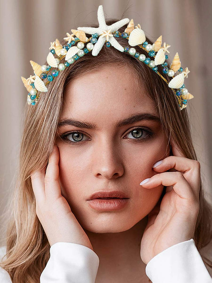 Beaded Shell Starfish Headband Crown