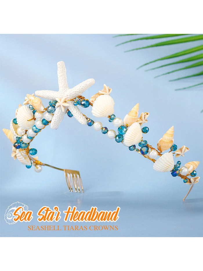Beaded Shell Starfish Headband Crown