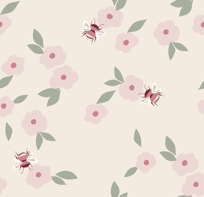 Bees and Flowers Blush - Family Fabrics B.V.