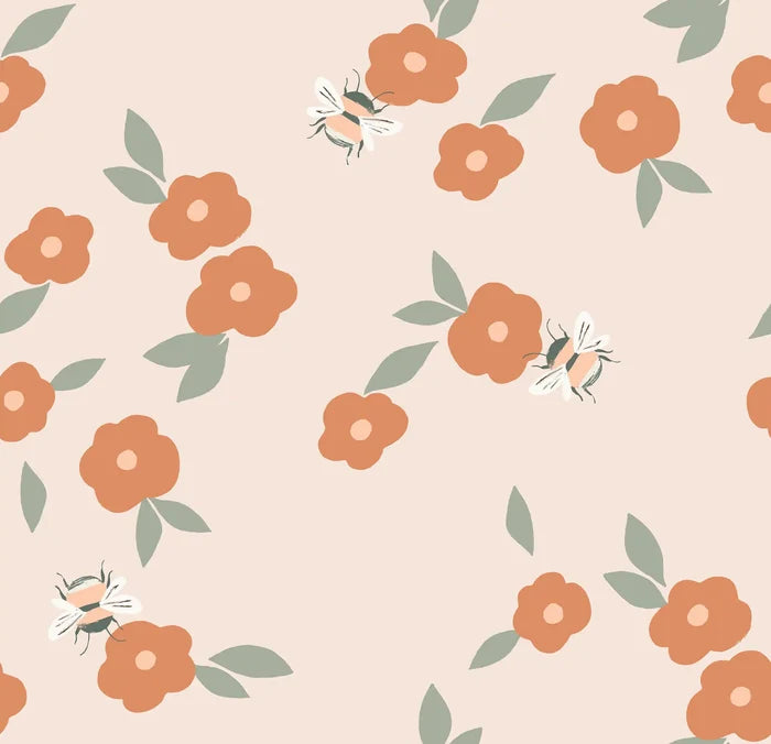 Bees and Flowers Peach - Family Fabrics B.V.