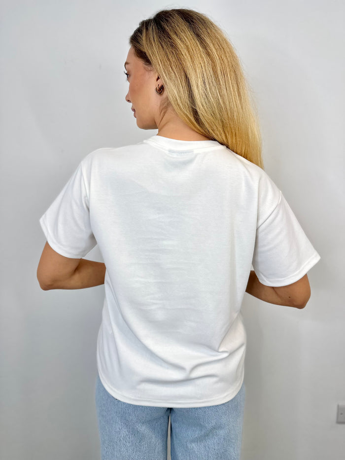 Bella Bow T-Shirt (Bright White/Black Bow)