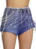 Belly Dance Body Chain Shiny Rhinestone Tassel Skirt