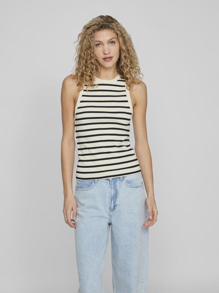 Bena O-Neck Tank Top (Eggnog/Black)