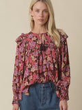 Berry Floral Ruffle Blouse