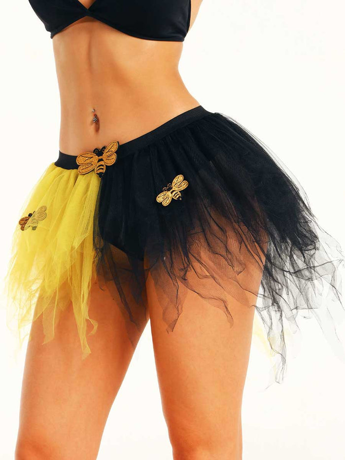 Black and Yellow Spliced tutu Skirt