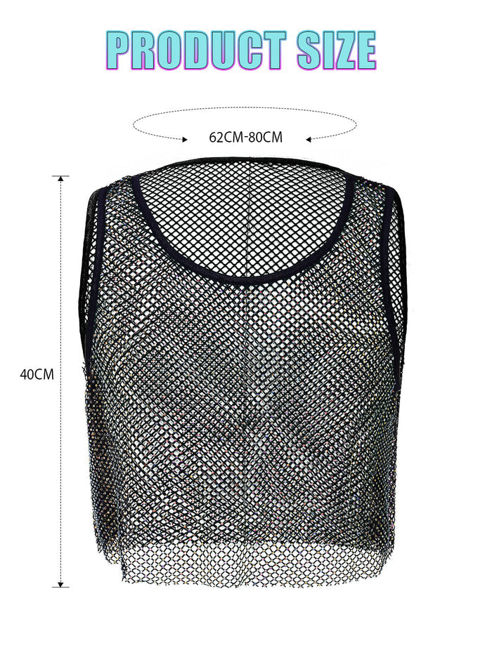 Black Crystal Cropped Tank Top
