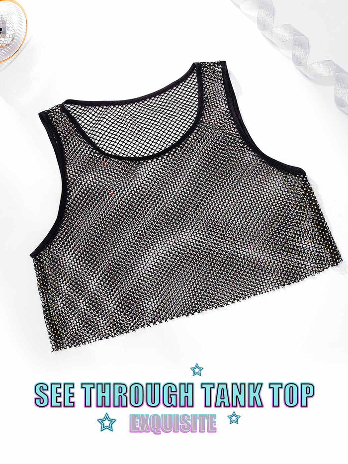 Black Crystal Cropped Tank Top