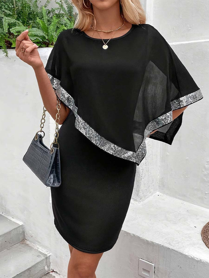 Black Dress with Silver Sequin Trim