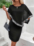 Black Dress with Silver Sequin Trim