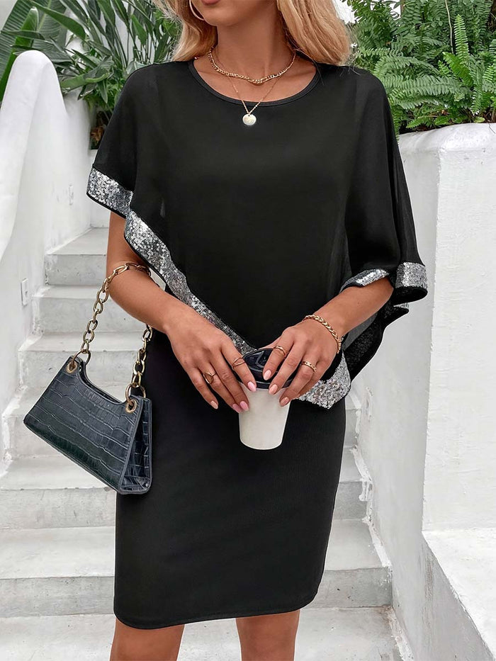 Black Dress with Silver Sequin Trim