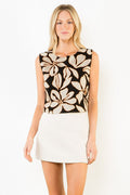 Black Embroidered Sleeveless Top
