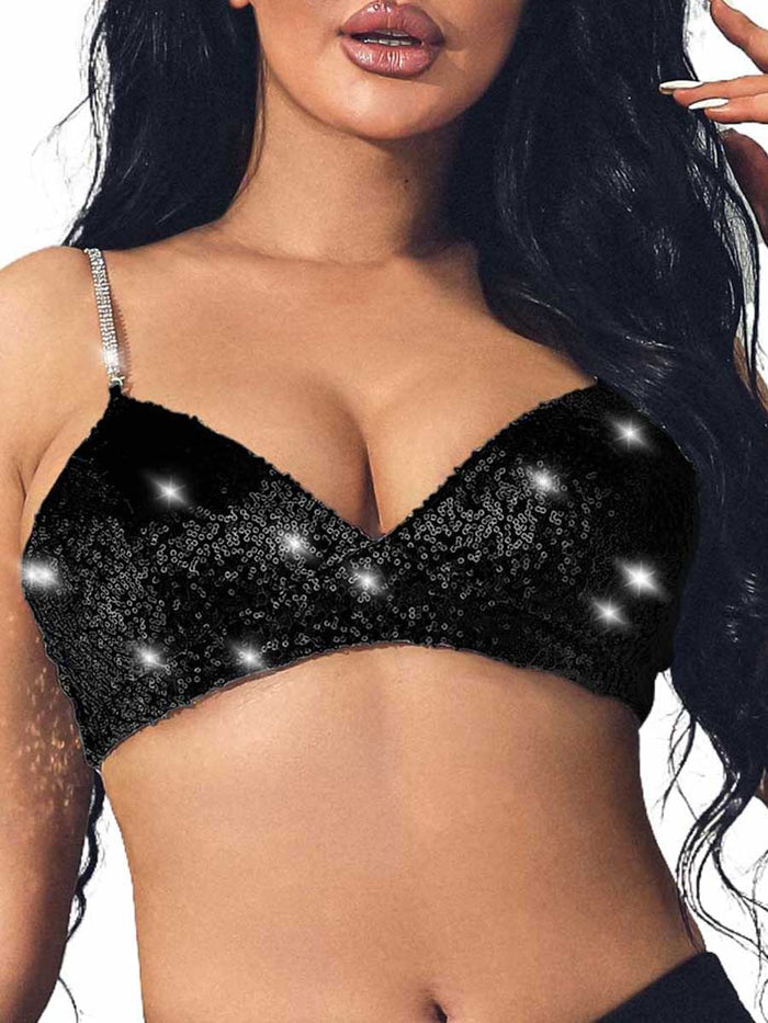 Black Glitter Bra