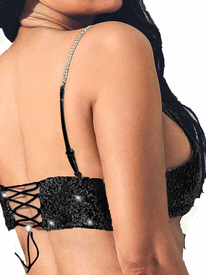 Black Glitter Bra