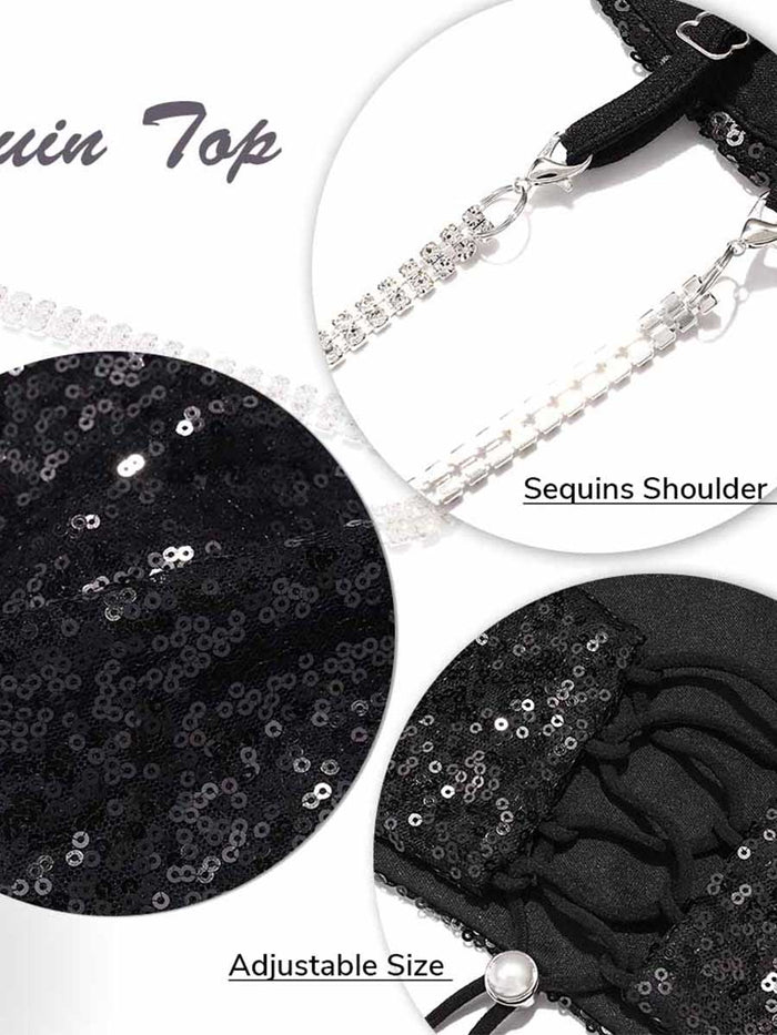 Black Glitter Bra