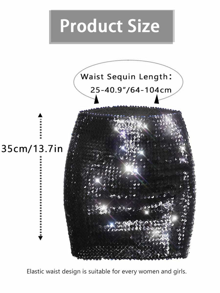 Black Glitter Tight Mini Skirt