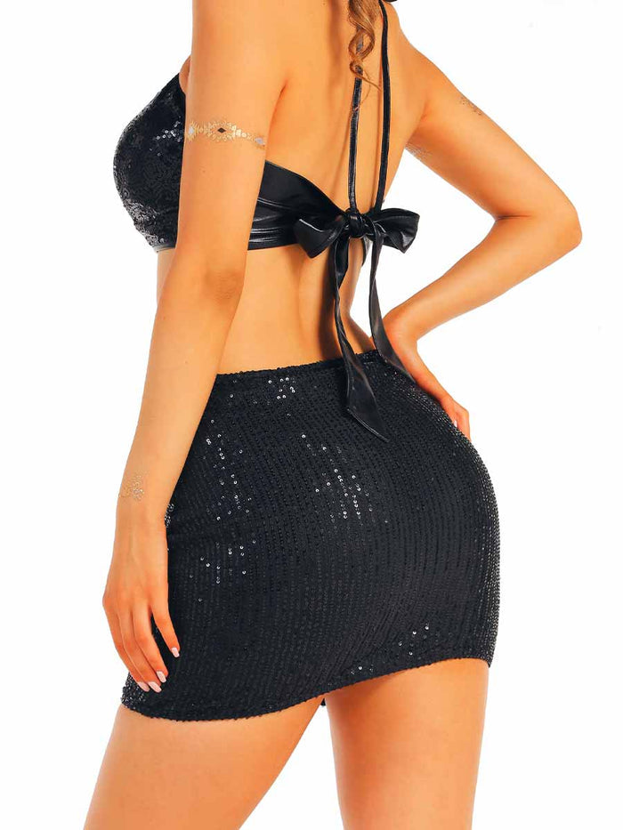 Black Glitter Two-Piece Set