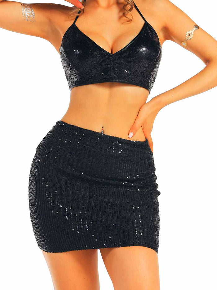 Black Glitter Two-Piece Set