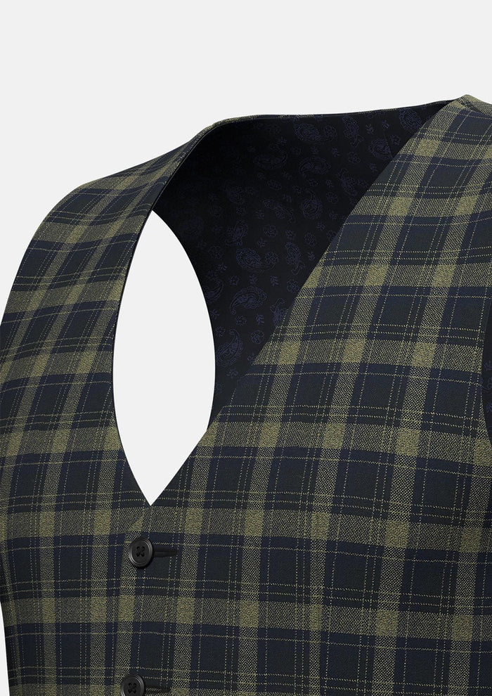 Black & Gold Check Vest - SARTORO