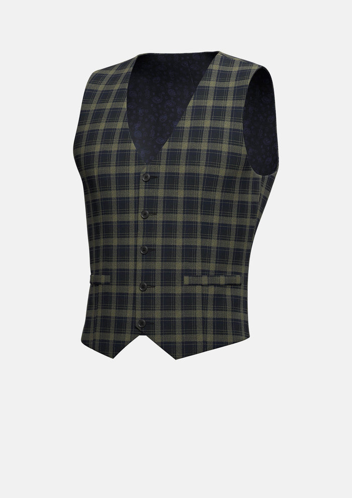 Black & Gold Check Vest - SARTORO