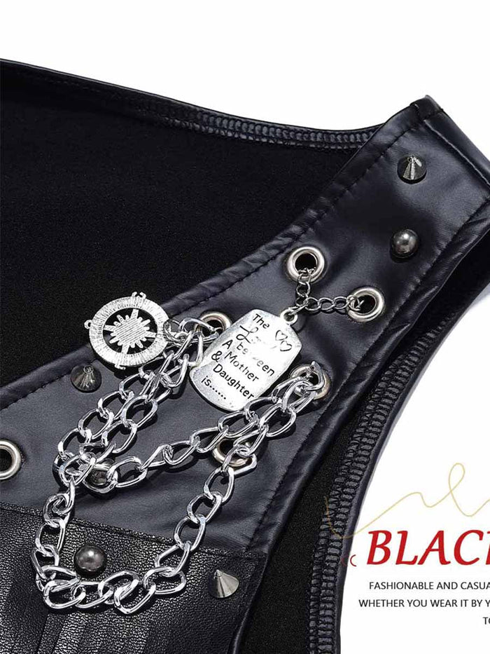 Black Leather Fringe Reflective Vest