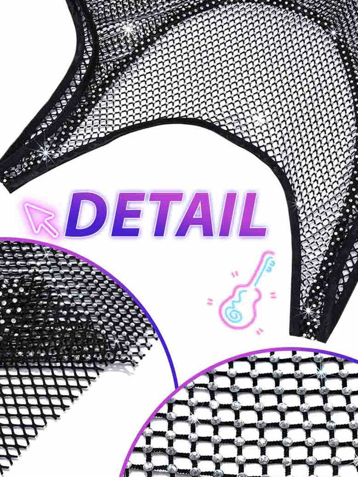 Black mesh dress with sparkling crystals