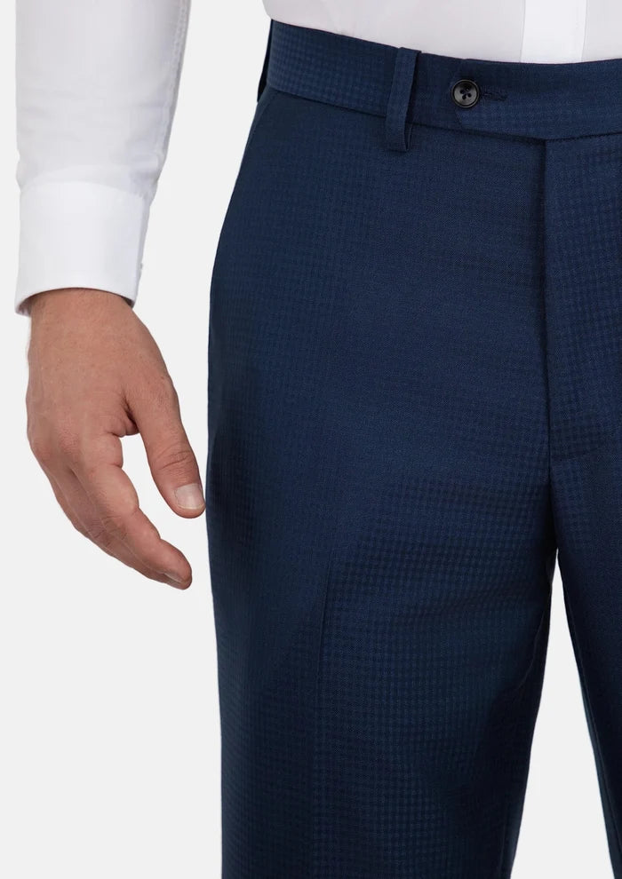 Blue Microcheck Pants - SARTORO