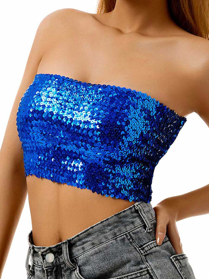 Blue Sequin Tube Top
