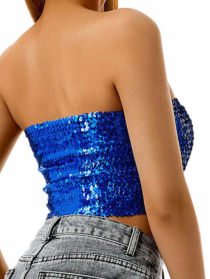 Blue Sequin Tube Top