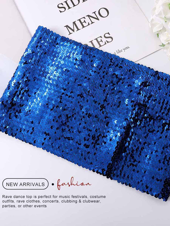 Blue Sequin Tube Top