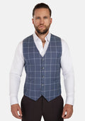 Blue Windowpane Vest - SARTORO