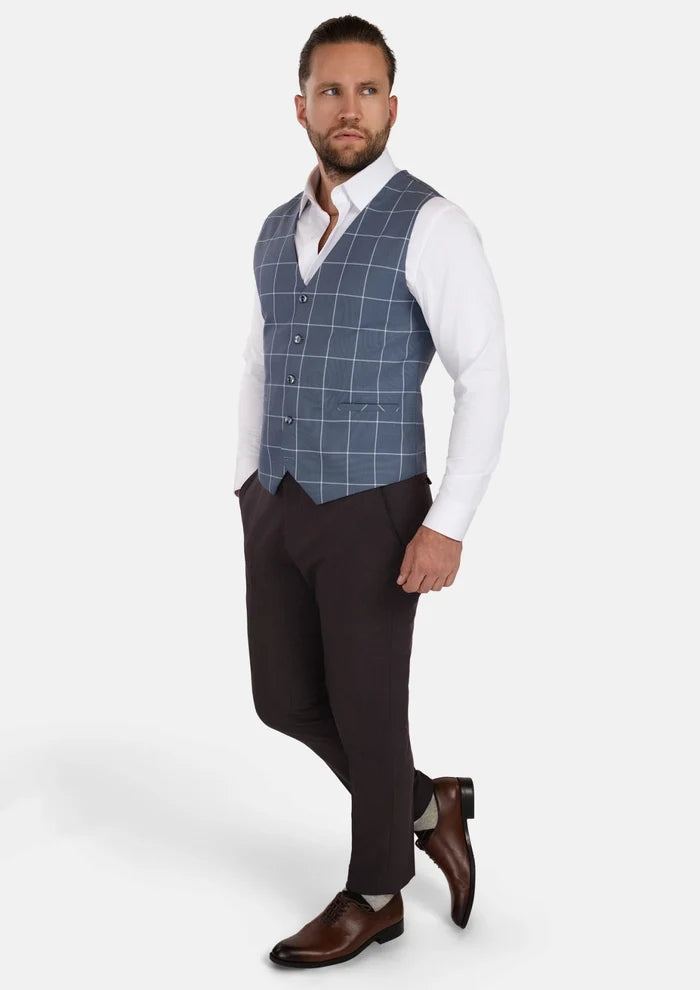 Blue Windowpane Vest - SARTORO
