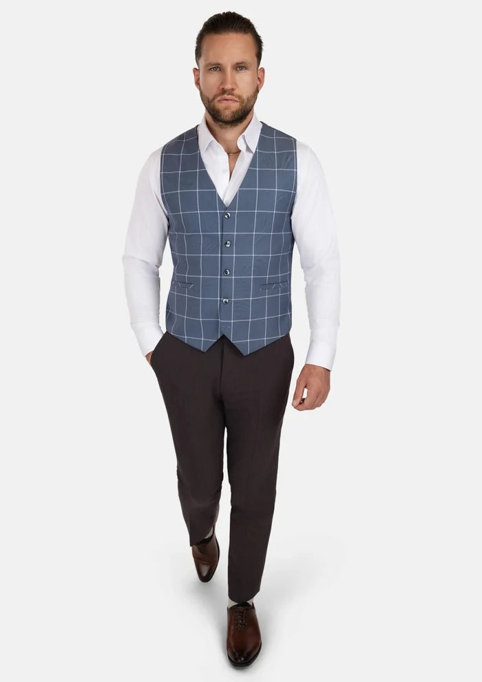 Blue Windowpane Vest - SARTORO