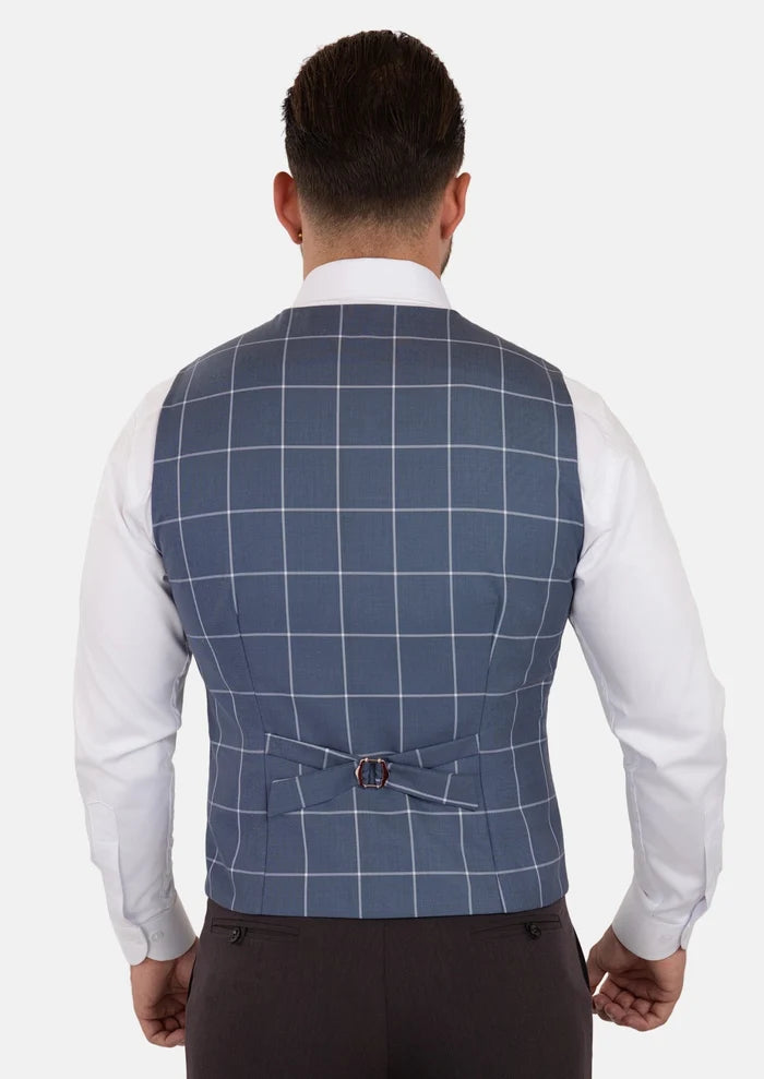 Blue Windowpane Vest - SARTORO
