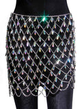 Body Chain Boho Colorful Rhinestone Midi Skirt