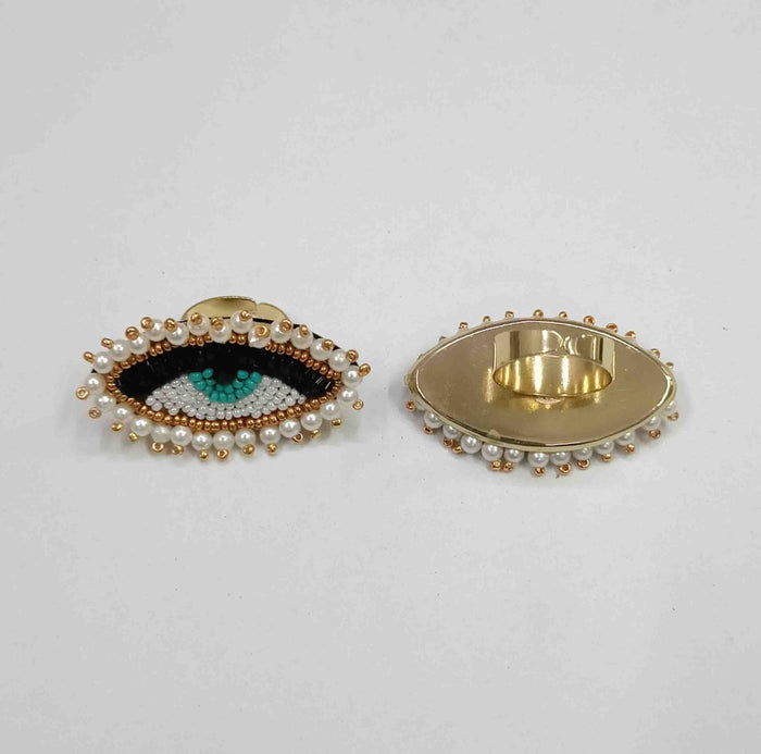 Bohemian Statement beaded evil eye Finger Ring