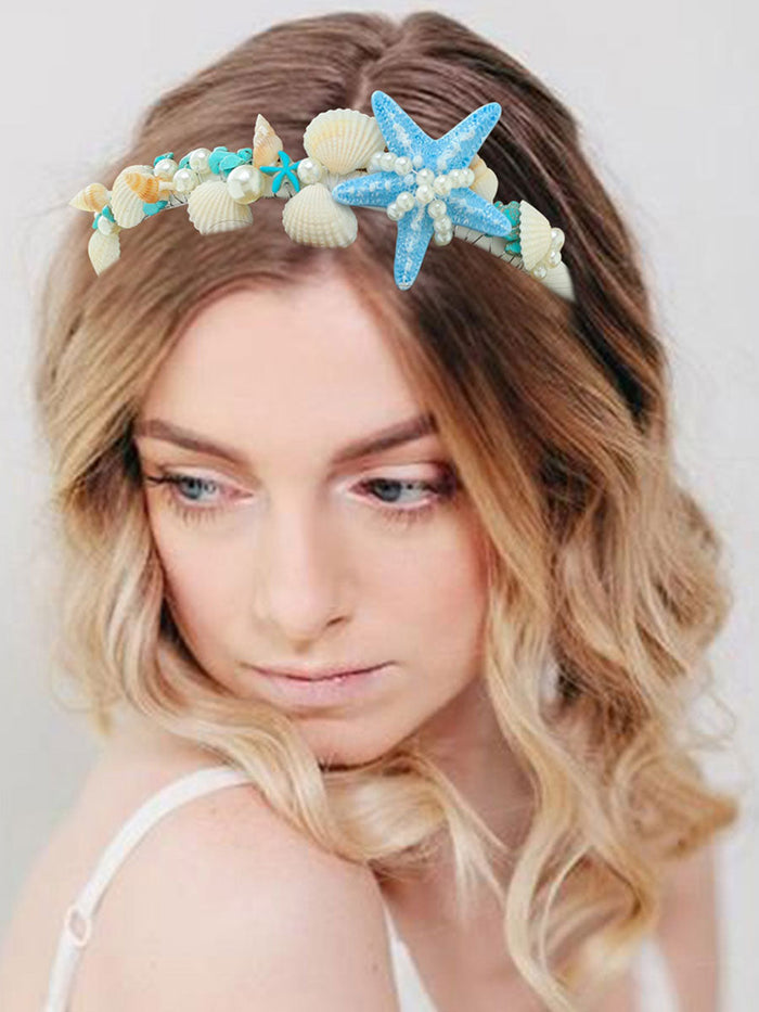 Bohemian Style Shell Pearl Blue Starfish Headband