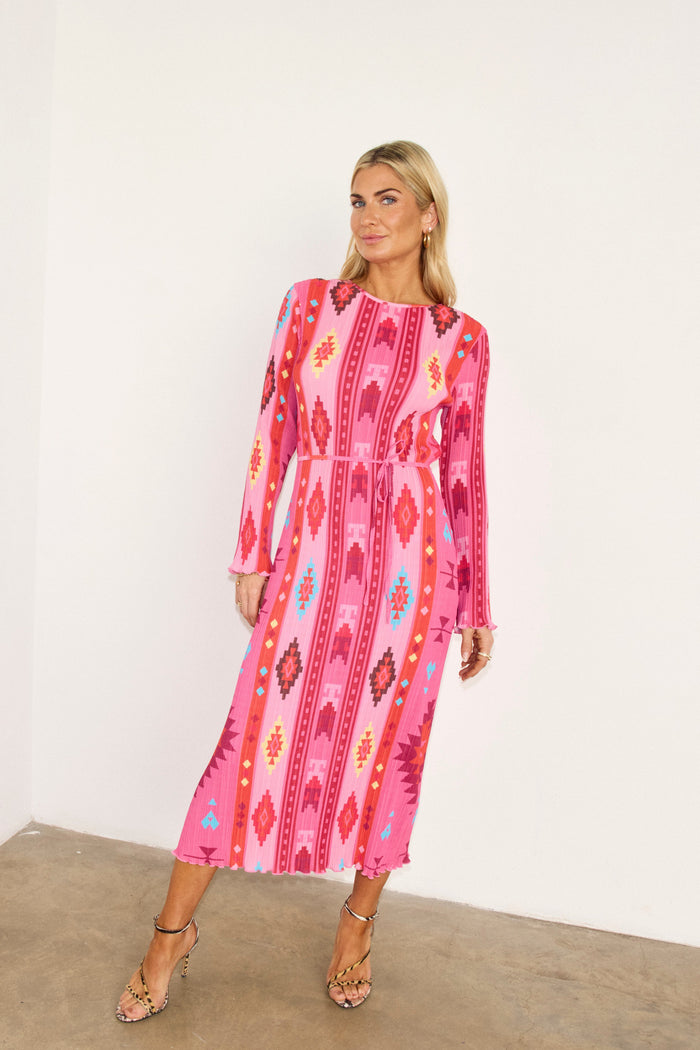 Bridget Plisse Gaia Dress (Pink)