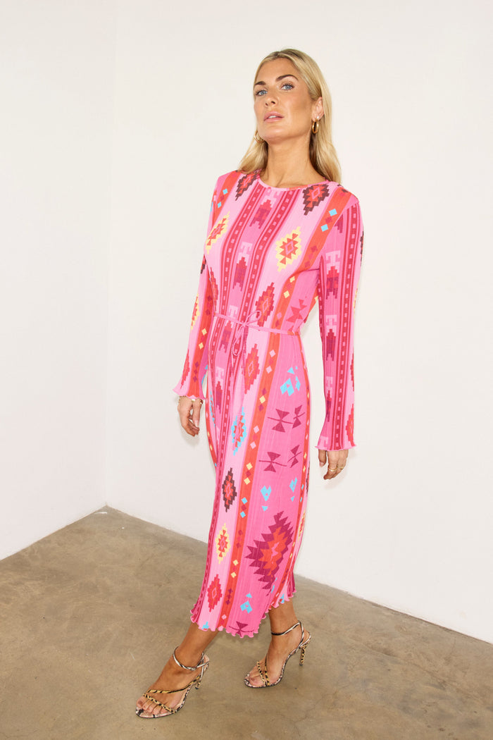 Bridget Plisse Gaia Dress (Pink)