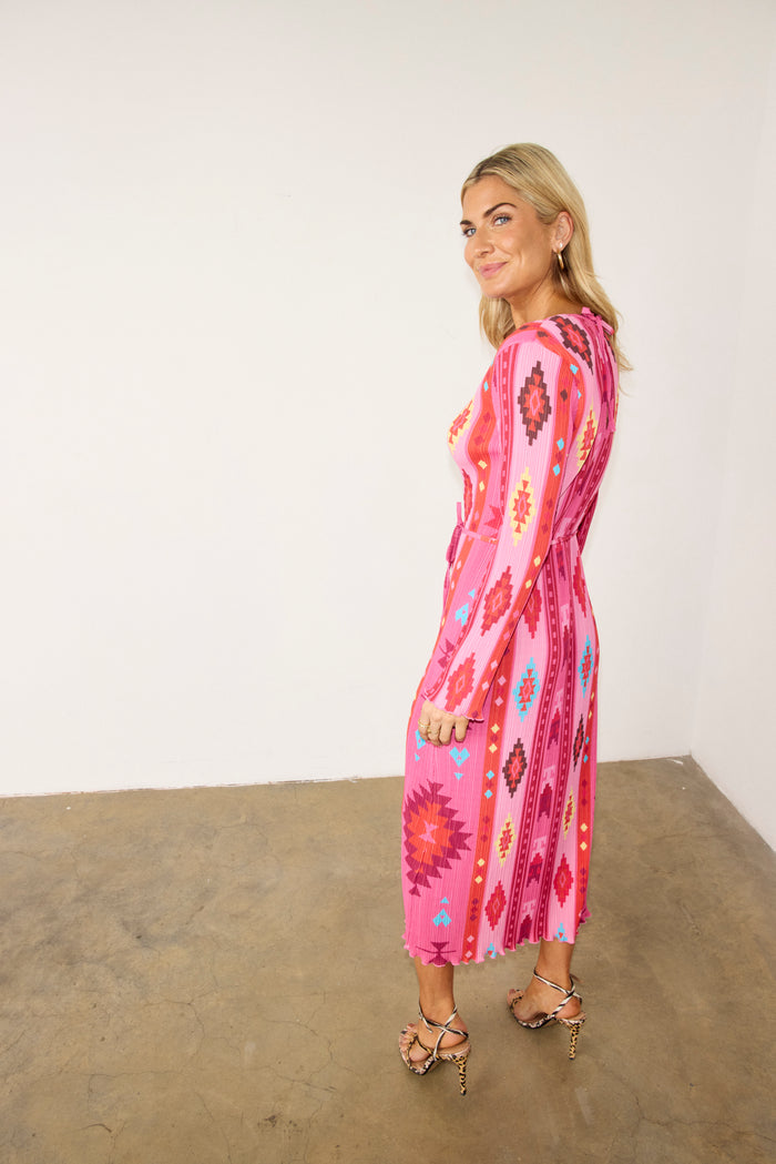 Bridget Plisse Gaia Dress (Pink)