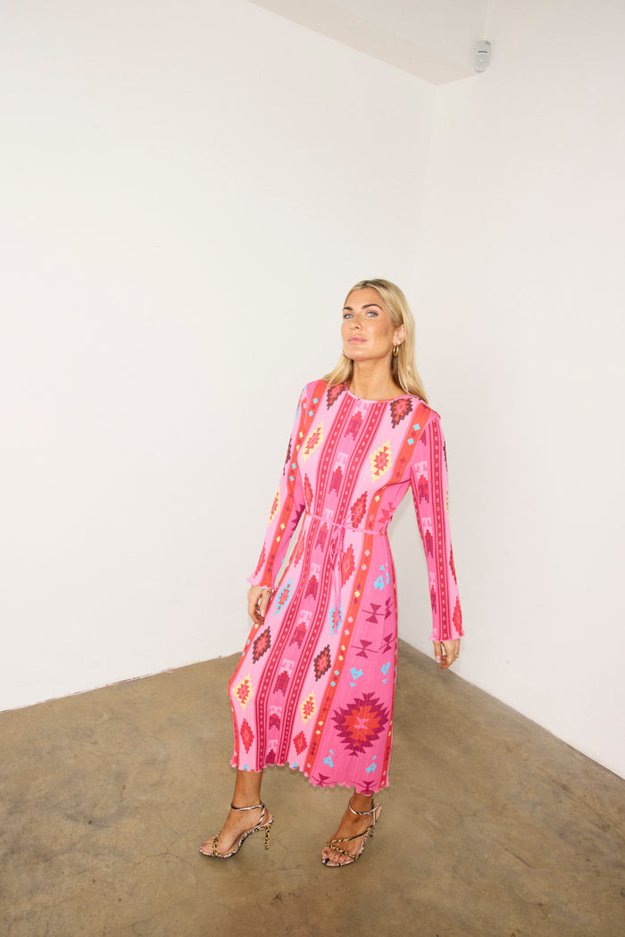 Bridget Plisse Gaia Dress (Pink)
