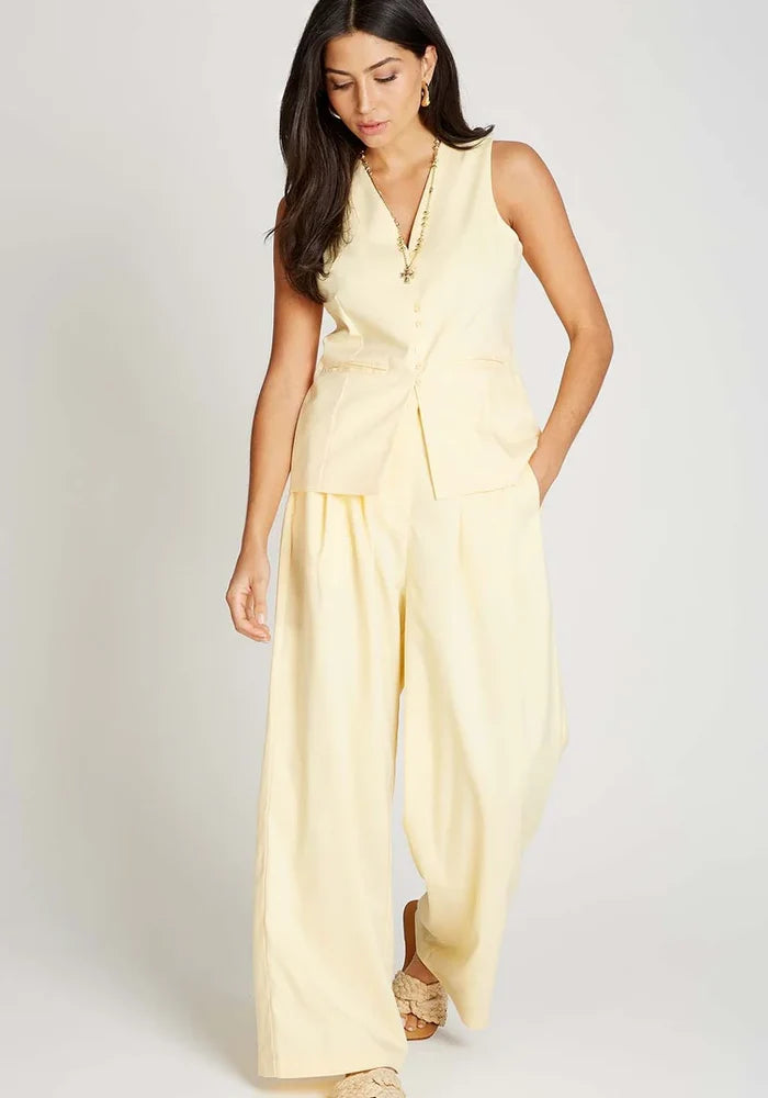Brielle Wide Leg Trousers (Butter Yellow)