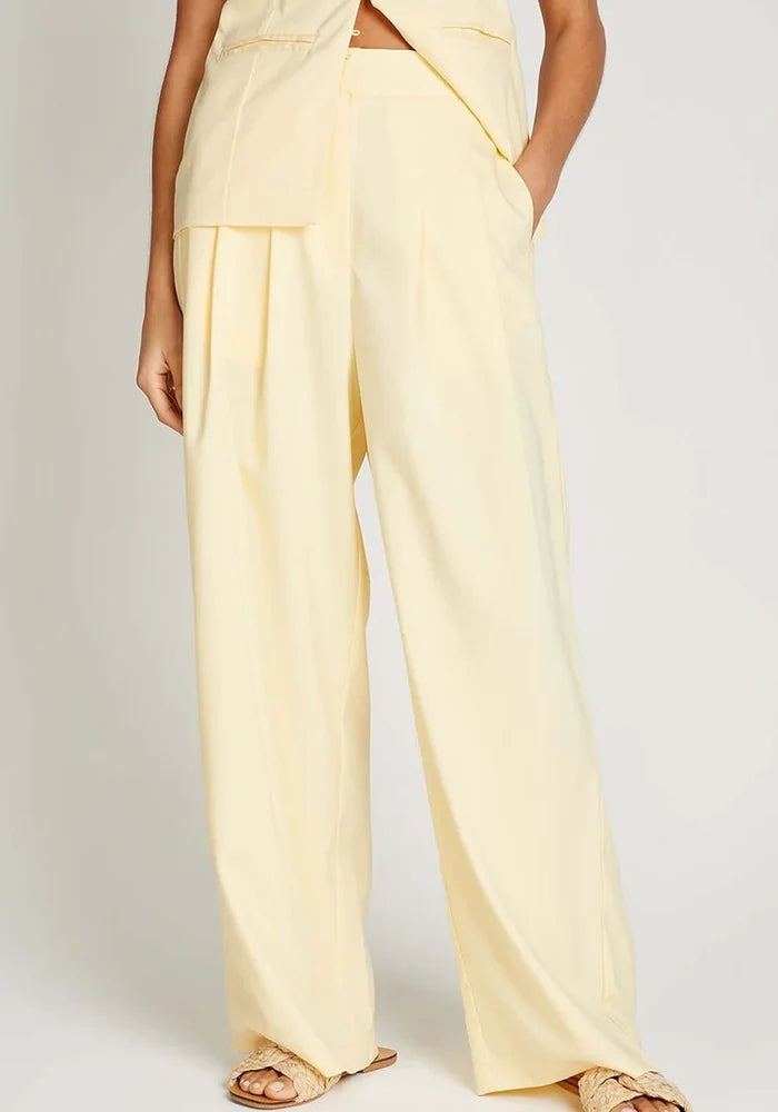 Brielle Wide Leg Trousers (Butter Yellow)