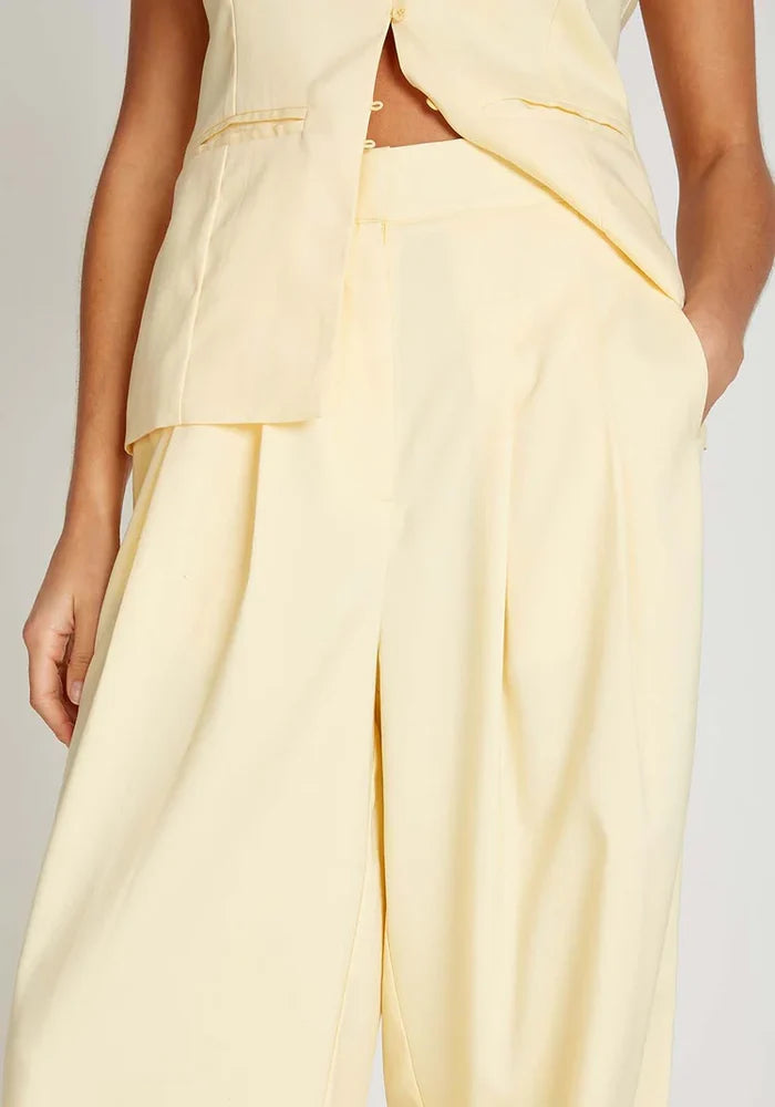 Brielle Wide Leg Trousers (Butter Yellow)