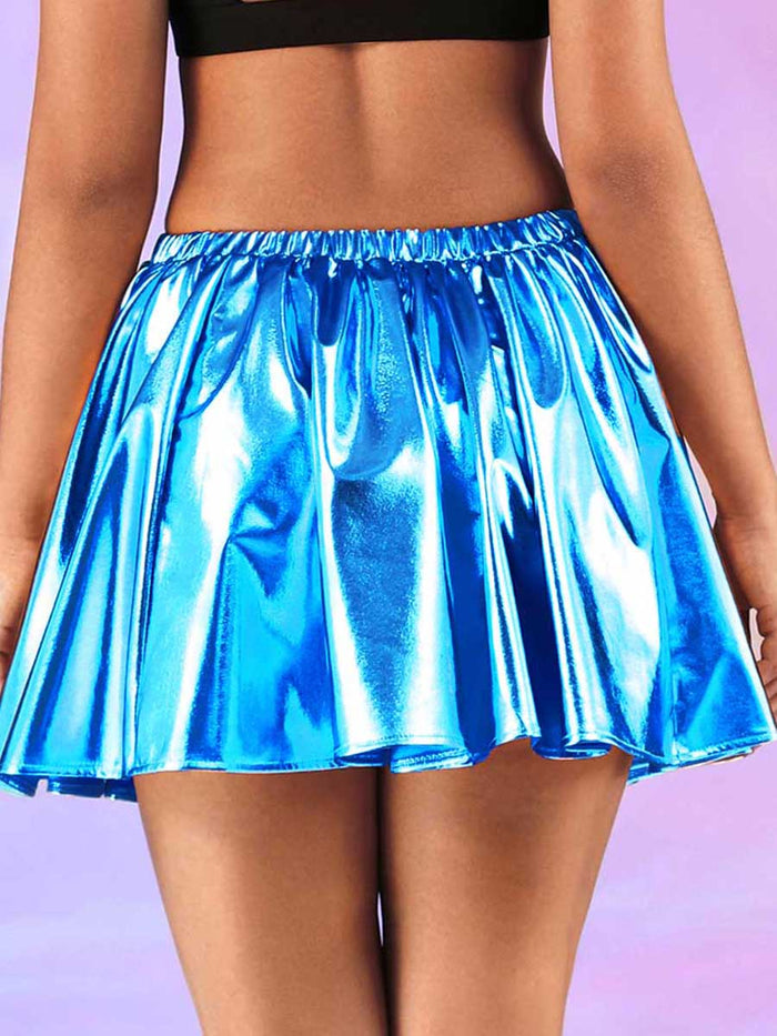Bright Blue Reflective A-Line Skirt