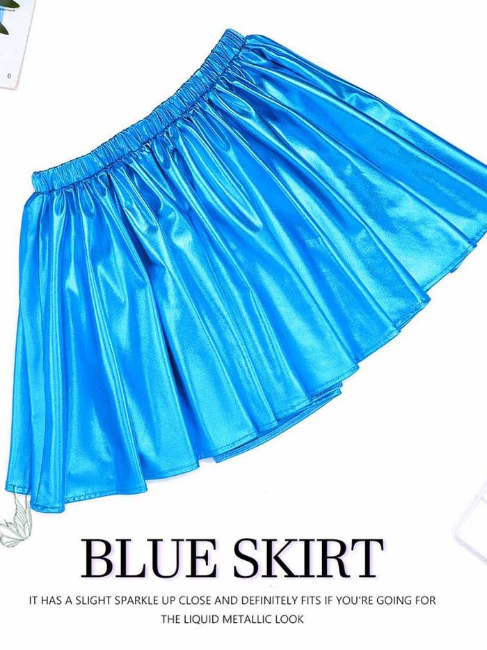 Bright Blue Reflective A-Line Skirt