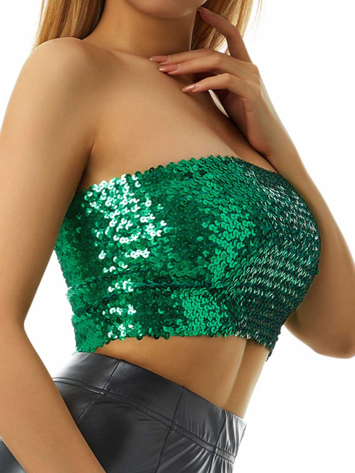 Bright Green Sequin Bandeau Top