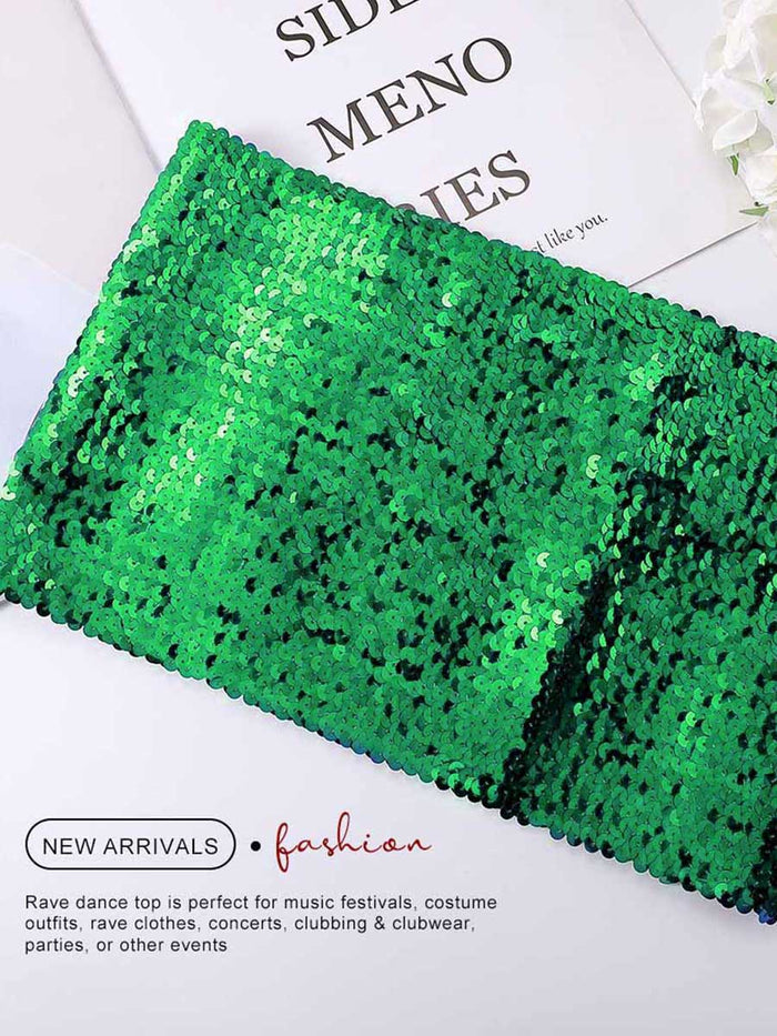 Bright Green Sequin Bandeau Top