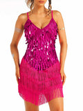 Bright Pink Sequin Fringe Dress